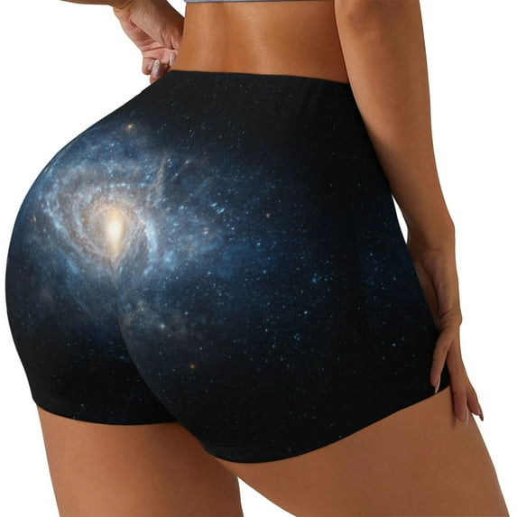 Honeii The Galaxy Print Women's Workout Shorts, Gym Shorts for Active Wear, Sports Shorts,Women's Running Shorts,Quick Dry Athletic Shorts-X-Large
