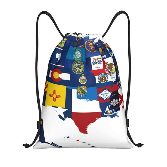 Honeii The Map Of United States Print Drawstring Backpack,Drawstring Bags String Backpack Gym Cinch Sack Backpack Sport Bag Draw-Small