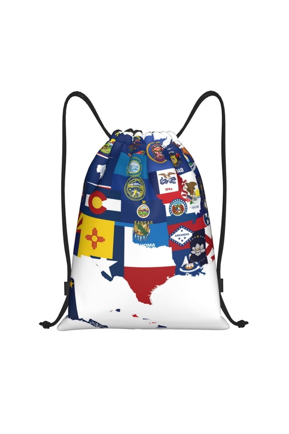 The Map Of United States Print Drawstring Backpack,Drawstring Bags String Backpack Gym Cinch Sack Backpack Sport Bag Draw-Small
