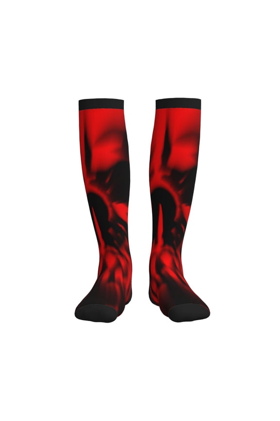 The Red Head Skull Print Sports Compression Socks,Running Crew Socks,Moisture-Wicking Anti-Blister Hiking&Gym Athletic