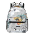 thumbnail image 1 of Honeii The World Map with Cartoon Animals Print Backpack for Both Men and Women, Basic Bookbag for College, Work, or Travel,Rucksack Computer Bag-One Size, 1 of 5