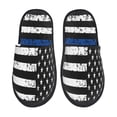 thumbnail image 1 of Honeii Thin Blue Line Flag Print Furry Slippers Bedroom Slippers for Women and Men Fuzzy Plush Comfy Faux Fur Lined Slide Shoes -Medium, 1 of 8