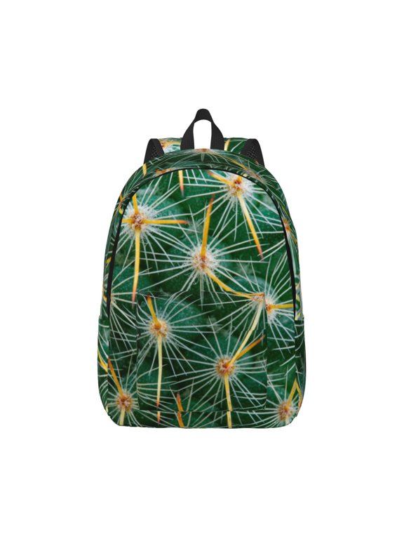Thorns Of Macro Cactus Print Canvas College Laptop Backpack, Durable Rucksack Travel Notebook Bag School Backpack Book Bag for Men Women-Medium