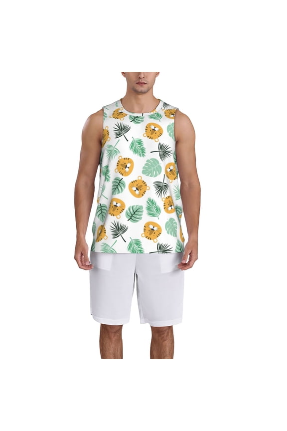 Tiger Leaves print basktball shirt for men and women, Unisex basketball jersey for Theme party-Medium