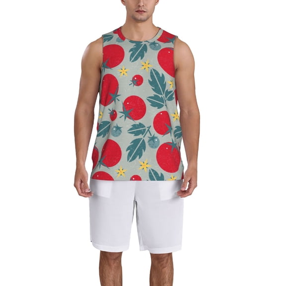 Honeii Tomato print basktball shirt for men and women, Unisex basketball jersey for Theme party-Medium