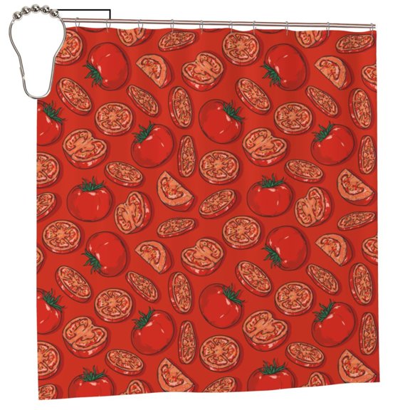 Honeii Tomatoes Print Shower Curtain 72x72in,Bathroom Curtain,Waterproof Fabric Shower Curtain Set with Hooks
