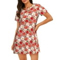 thumbnail image 1 of Honeii Tomatoes Print Women's Loose Short Sleeve Nightgown, Soft Cotton Sleepwear, Comfy Loose Fit Pajama Dress for Sleep and Lounge, 1 of 6