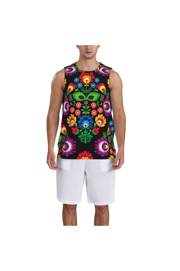 Traditional Floral Polish print basktball shirt for men and women, Unisex basketball jersey for Theme party-XX-Large