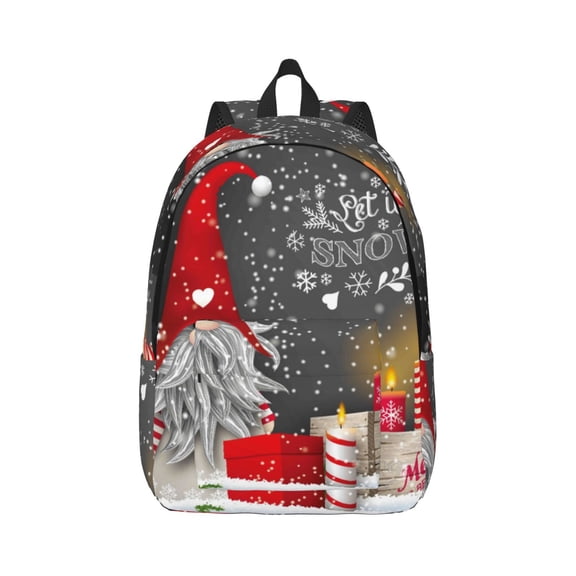 Honeii Traditional Scandinavian Dwarf Print Canvas College Laptop Backpack, Durable Rucksack Travel Notebook Bag School Backpack Book Bag for Men Women-Medium