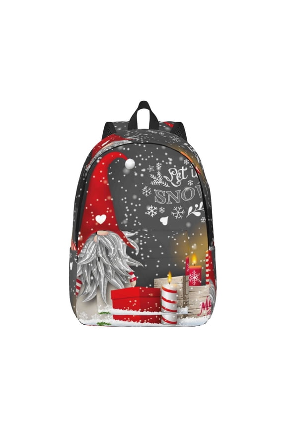 Traditional Scandinavian Dwarf Print Canvas College Laptop Backpack, Durable Rucksack Travel Notebook Bag School Backpack Book Bag for Men Women-Medium