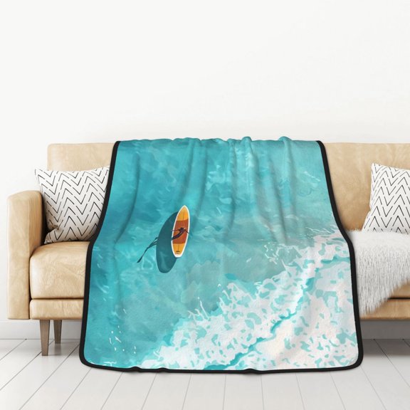 Honeii Tranquil Ocean Canoe Journey for Throw Blanket for Couch - Thick Blanket, Soft Fuzzy Plush Throw Blanket for All Seasons, Double Sided Blanket,50x60 In
