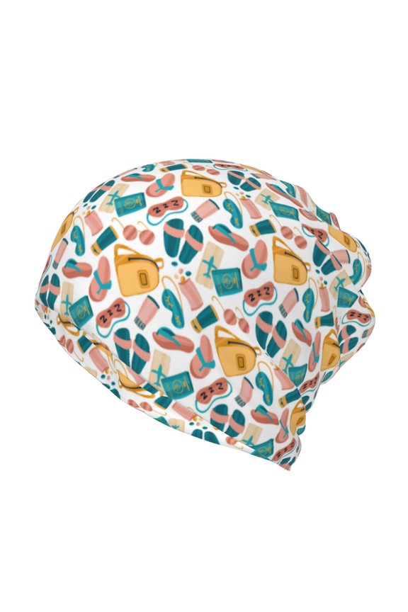 Travel Elements Print Winter Beanie Daily Hat - Thermal Polar Fleece Ski Running Hat Skull Cap for Men and Women,Beanie