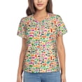 thumbnail image 1 of Honeii Travel Print Women's Classic V-Neck T-Shirt,Womens Fashion Tops,Stylish Everyday Top for Women, Casual Summer Spring Outfits Clothes-Medium, 1 of 5