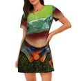 thumbnail image 1 of Honeii Tree Frog Print Women's Loose Short Sleeve Nightgown, Soft Cotton Sleepwear, Comfy Loose Fit Pajama Dress for Sleep and Lounge, 1 of 6