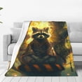 thumbnail image 1 of Honeii Tree Meditating Raccoon Print Fleece Blanket - Throw Blanket for Bed, Sofa, Couch, Camping, and Travel , Microplush Ultra Soft Warm Blanket-40"x30", 1 of 7