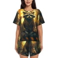 thumbnail image 1 of Honeii Tree Meditating Raccoon for Women's Summer Pajama Set featuring Soft Short Sleeve Shirt & Matching Bottoms with Convenient Pockets for Relaxed Home Wear-Small, 1 of 6