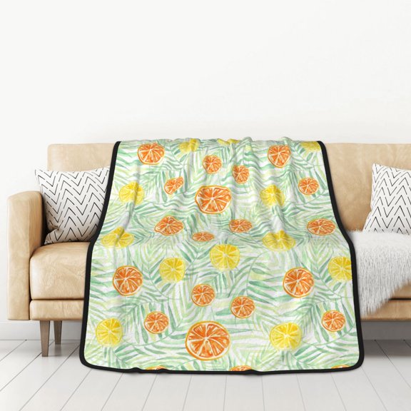 Honeii Tree Palms Lemon for Throw Blanket for Couch - Thick Blanket, Soft Fuzzy Plush Throw Blanket for All Seasons, Double Sided Blanket,50x60 In