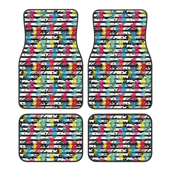 Honeii Trendy Colorful Pineapples 1 Print Car Foot Mat Four-Piece Set - Front & Rear Universal Car Floor Mats for SUVs, Trucks, Sedans