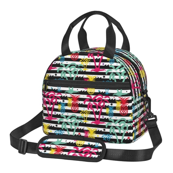 Honeii Trendy Colorful Pineapples for Insulated Lunch Box, Lunch Bag Lunch Cag for Both Genders with An Adjustable Shoulder Strap