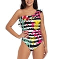 thumbnail image 1 of Honeii Trendy Colorful Pineapples for women's one-piece swimsuit featuring a chic one-shoulder design experience elegance and style in the water-Medium, 1 of 6