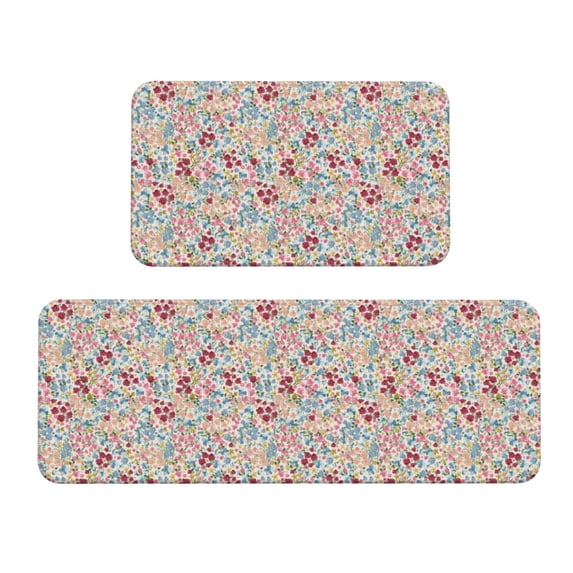 Honeii Trendy Floral Design Print Kitchen Mat [2 PCS] for Floor, Waterproof Non-Slip Rugs, Kitchen Decor,Standing Mat for Floor,Office, Sink, Laundry