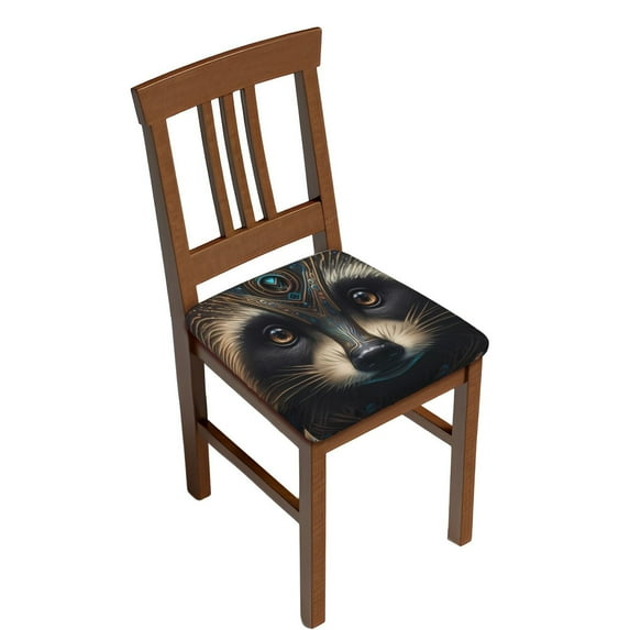 Honeii Tribal Style Raccoon Print Square Cushion Cover with Elastic Band & Ties,Sofa Cushion Covers,Furniture Protector for Living Room,Washable Sofa Seat Slipcover-Four Pieces