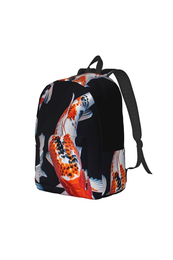 Tricolor Koi Fish Trio Print Canvas Backpack for School & Outdoor,Laptop Excursion Backpack,Notebook School Bookbag For Men Women,for Work, Travel, and Everyday Use-Small
