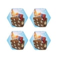 thumbnail image 1 of Honeii Trip to London print Leather Coaster Set of 4, ideal for safeguarding your furniture from drinks spills and effortless cleanup-Hexagon, 1 of 6