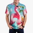 thumbnail image 1 of Honeii Tropical Flamingo Pool Float Print Polo Shirt, A Classic Short-Sleeved, Button-Down Golf Shirt for Men,Mens Polo Shirts Short Sleeve-Large, 1 of 6