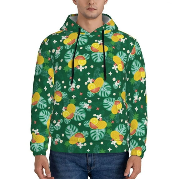 Honeii Tropical Fruit Pattern Mens Hoodies Men's Loose Sleeve Sweatshirt,Pullover Hooded Sweatshirt for Men,Essentials Hoodie-Small