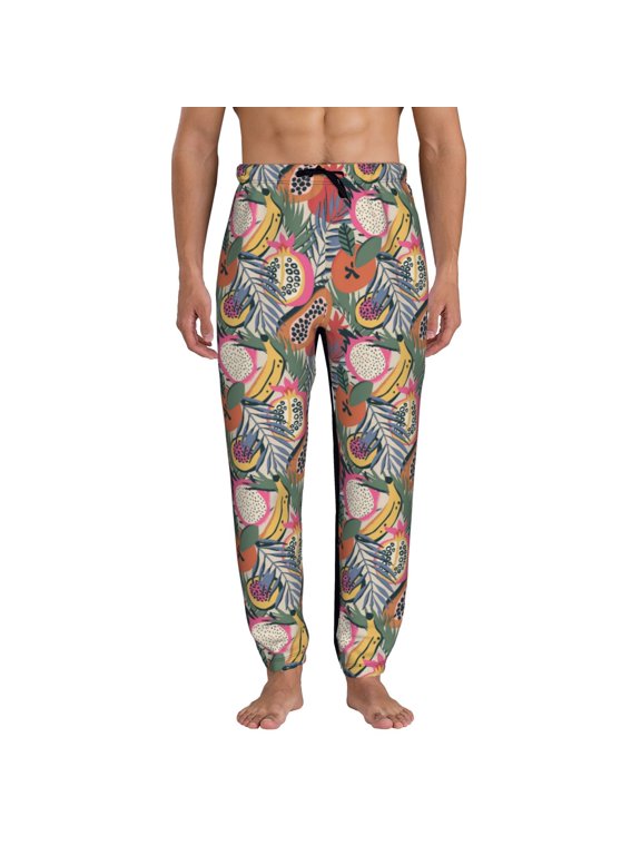 Tropical Fruit Print Mens Jogger Sweatpants, Men's Lounge Pants with Pockets-XX-Large