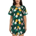 thumbnail image 1 of Honeii Tropical Fruit for Women's Summer Pajama Set featuring Soft Short Sleeve Shirt & Matching Bottoms with Convenient Pockets for Relaxed Home Wear-Small, 1 of 6
