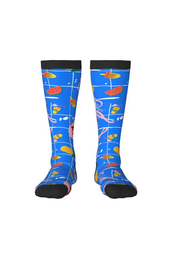 Tropical Jellyfishes Print Long Socks,Novelty Design Socks Gift for Men and Women,Crew Socks,Calf Socks