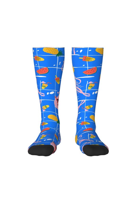 Tropical Jellyfishes Print Long Socks,Novelty Design Socks Gift for Men and Women,Crew Socks,Calf Socks