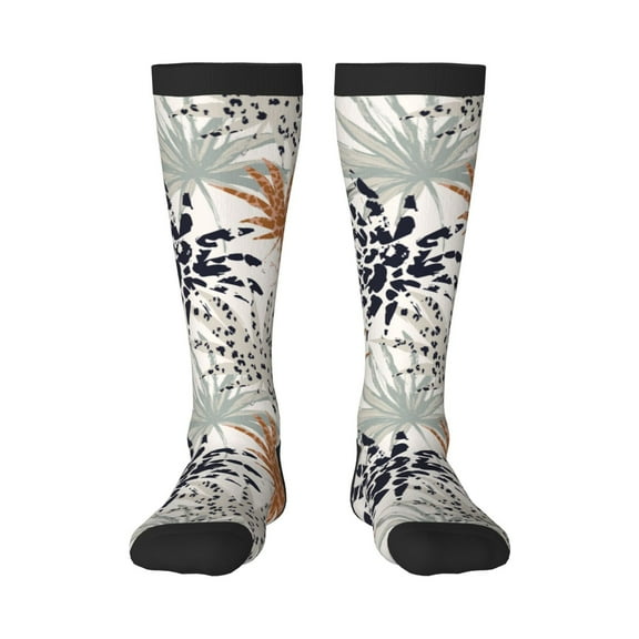 Honeii Tropical Leaves Print Long Socks,Novelty Design Socks Gift for Men and Women,Crew Socks,Calf Socks