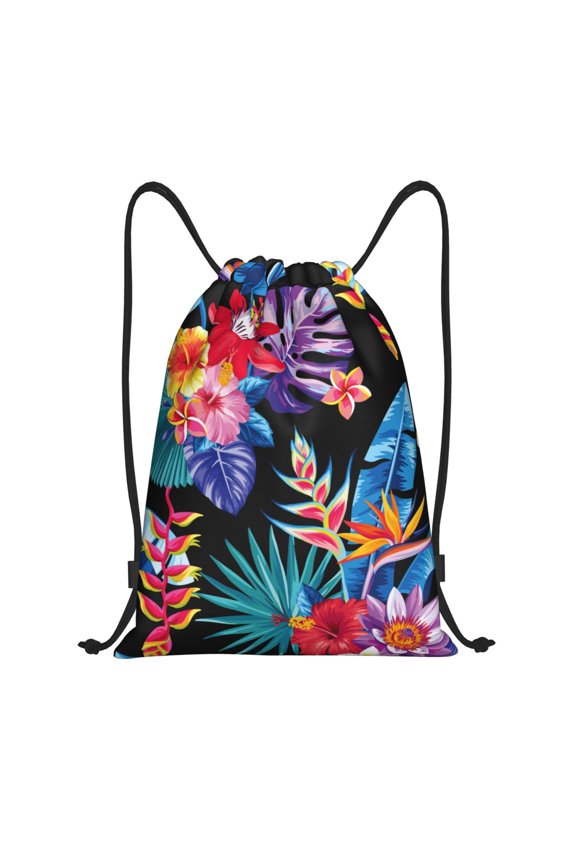Tropical Palm Leaves Print Drawstring Backpack,Drawstring Bags String Backpack Gym Cinch Sack Backpack Sport Bag Draw-Medium