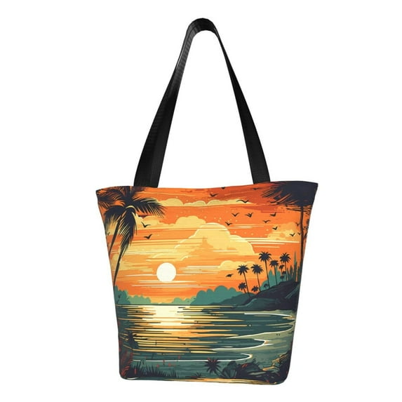 Honeii Tropical Sunset Paradise Print Women Top Handle Satchel Handbags,Fashion Handbag,Messenger Tote Bag Purse for Women,Shoulder Bag Handbag for Travel, Work