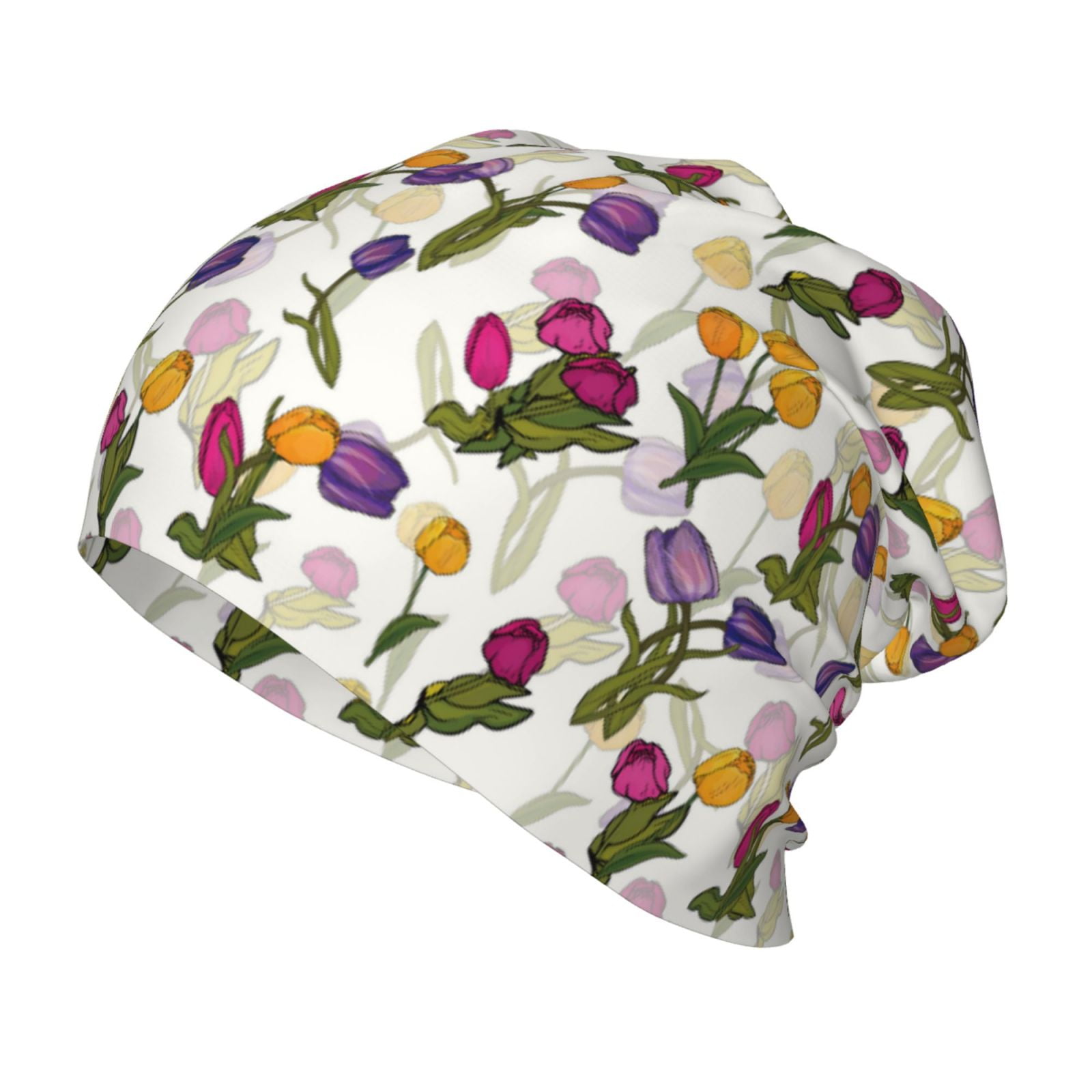 Honeii Tulips Flowers Print Kids Knit Beanie Watch Hat ,Knit Cap for