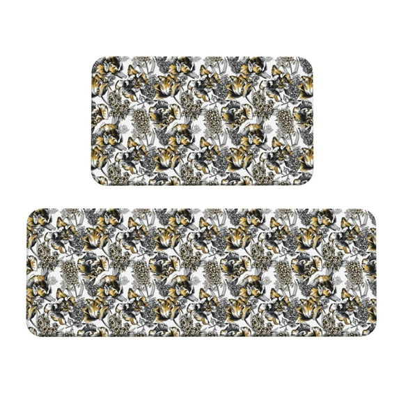 Honeii Tulips Flowers Print Kitchen Mat [2 PCS] for Floor, Waterproof Non-Slip Rugs, Kitchen Decor,Standing Mat for Floor,Office, Sink, Laundry