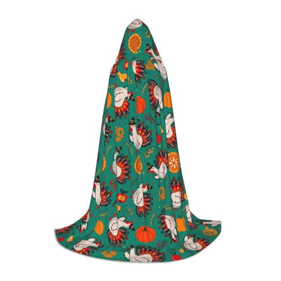Honeii Turkey And Thanksgiving1 Print Poncho Cape, Cloak Coat, Snuggly Hooded Wearable Blanket, Hooded Cape For Teenagers,Halloween Costumes-Small
