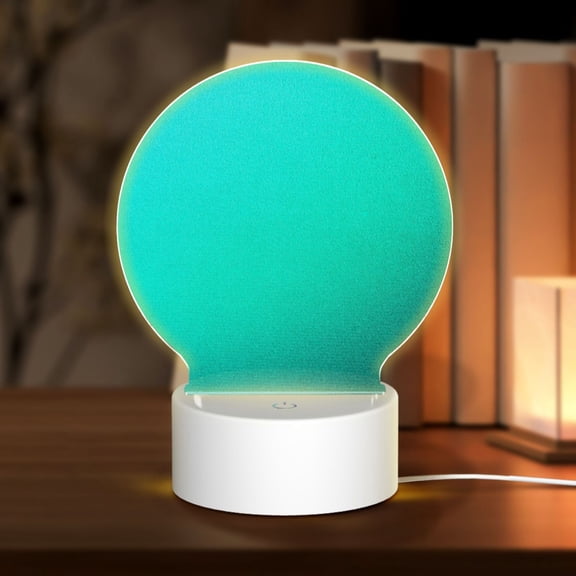 Honeii Turquoise Light Blue Print Acrylic LED Night Lamp,Round Touch-Control Night Light with 3 Lighting Modes,for Bedrooms, Living Rooms, and Gifting