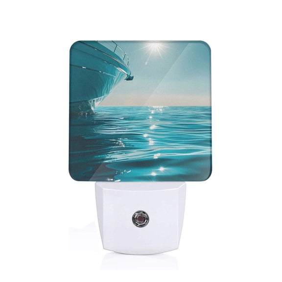 Honeii Turquoise Ocean Reflection Print LED Night Light with Light Sensor, Night Lights Plug Into Wall,Ideal for Bedrooms and Hallways-US