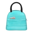 thumbnail image 1 of Honeii Turquoise Wooden Print Insulated Lunch Bag Women Reusable Lunch Box with Pocket for Work Picnic Travel -One Size, 1 of 6