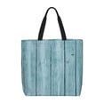 thumbnail image 1 of Honeii Turquoise Wooden1 Print Tote Bag, Reusable Grocery Shopping Bag,Shoulder Bag with Inner Pocket, 1 of 7
