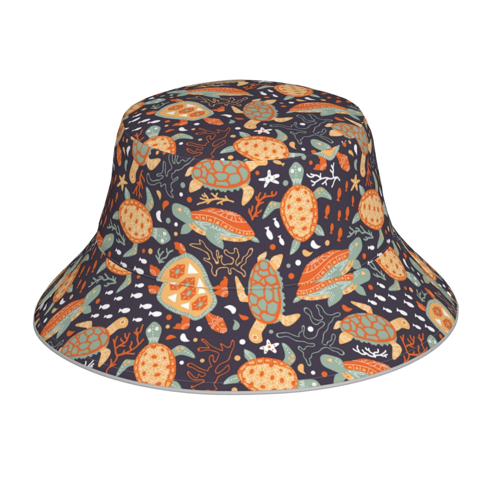 Honeii Turtles and Sea Plants for Unisex Bucket Hat Waterproof Rain Hat ...