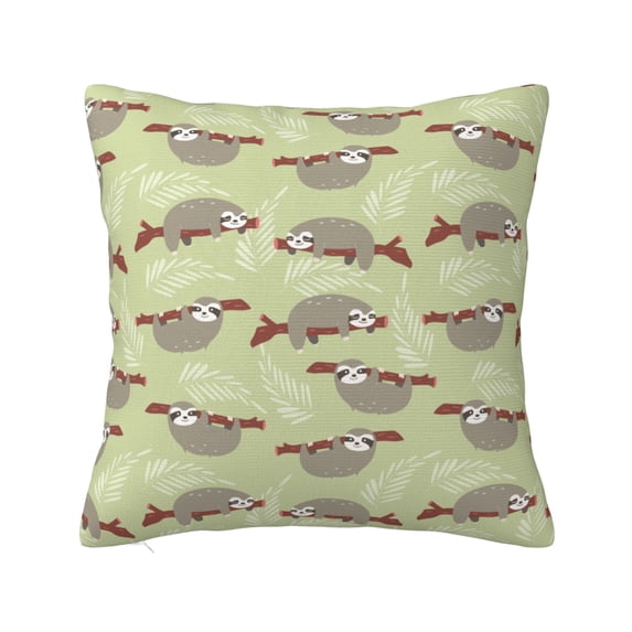 Honeii Twig Sloth Print Throw Pillow, Square Decorative Pillow Forms Soft Fluffy Plump Pillow Decorative Pillow Inserts,Couch Pillows-18"x18"