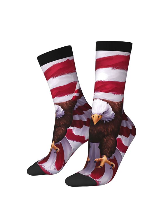 USA Eagle with Spread Wings Print Adult Socks,Crew Socks,Casual Calf Socks,Daily Wear Socks for Men & Women, Perfect for Sports, Casual and Everyday Use