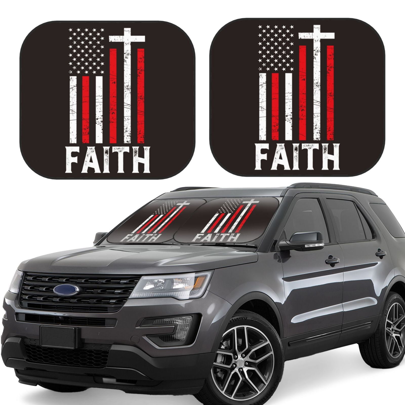 American Flag Donkey Pattern Print Car Sun Shade