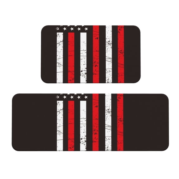 Honeii USA Flag Cross Print Kitchen Mat [2 PCS] for Floor, Waterproof Non-Slip Rugs, Kitchen Decor,Standing Mat for Floor,Office, Sink, Laundry