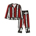 thumbnail image 1 of Honeii USA Flag Cross print Women's Pajama Sets Long Sleeve Button Down Sleepwear Nightwear Soft Pjs Lounge Sets-Small, 1 of 7